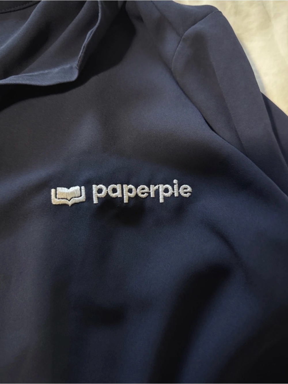 Paperpie Navy Shirt with White Embroidered Logo